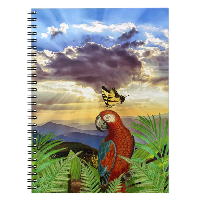Caderno Espiral O Papagaio Stormy Sky e a Borboleta (Frente)