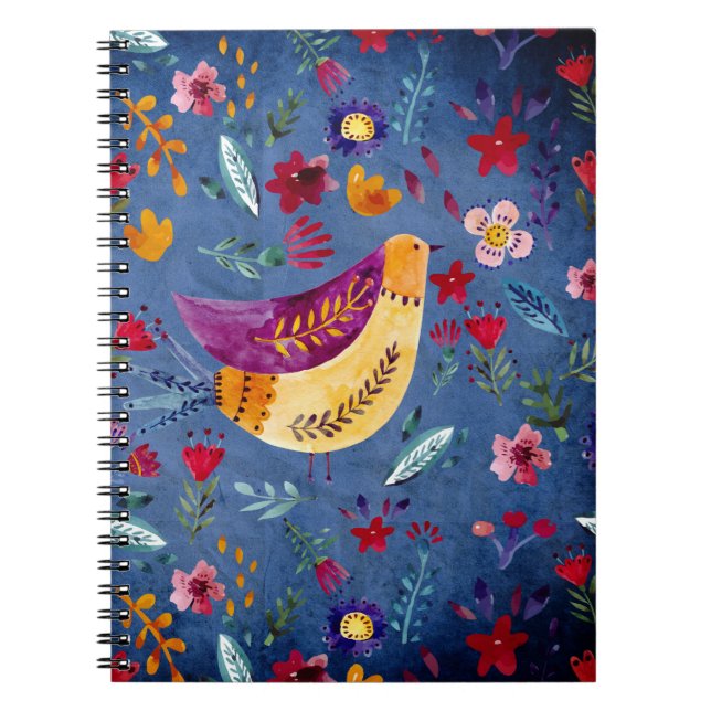 Caderno Espiral O Pássaro Anormal no Jardim da Flor (Frente)