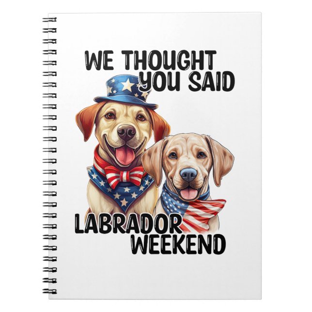 Caderno Espiral O Patriótico Labrador Cães Cita Humor Engraçado (Frente)
