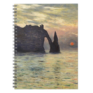 Caderno Espiral O penhasco Etretat, por do sol por Claude Monet