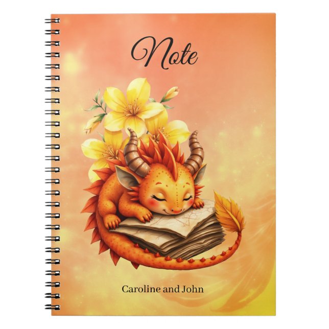 Caderno Espiral O Pequeno Dragão Místico.  (Frente)