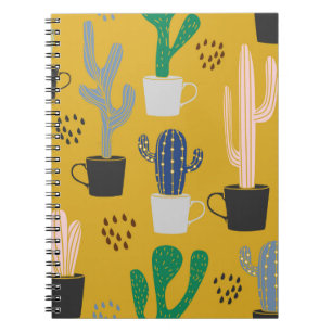 Caderno Espiral O plano de fundo do Cactus sem falhas. Manuscrito