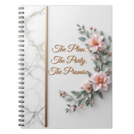 Caderno Espiral O Plano Mestre | Casamento Luxuoso de Mármore e Fl