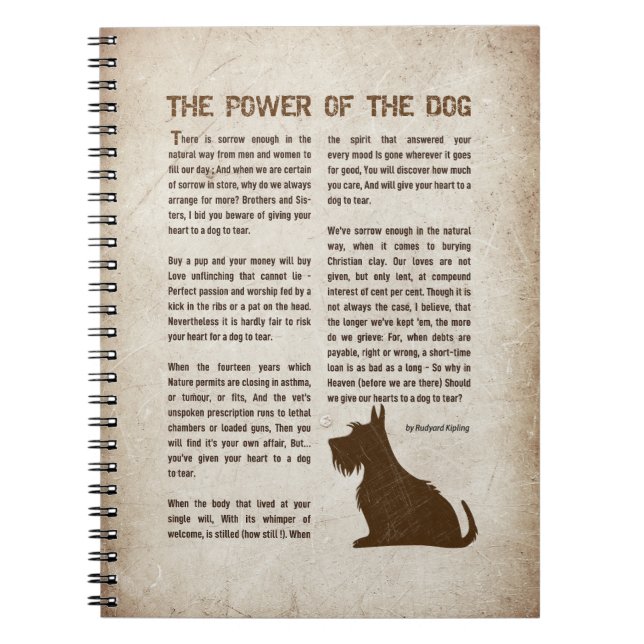 Caderno Espiral O Poder do Cão Poema - Rudyard Kipling  (Frente)