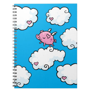 Caderno Espiral O porco do vôo dança no livro de nota espiral das