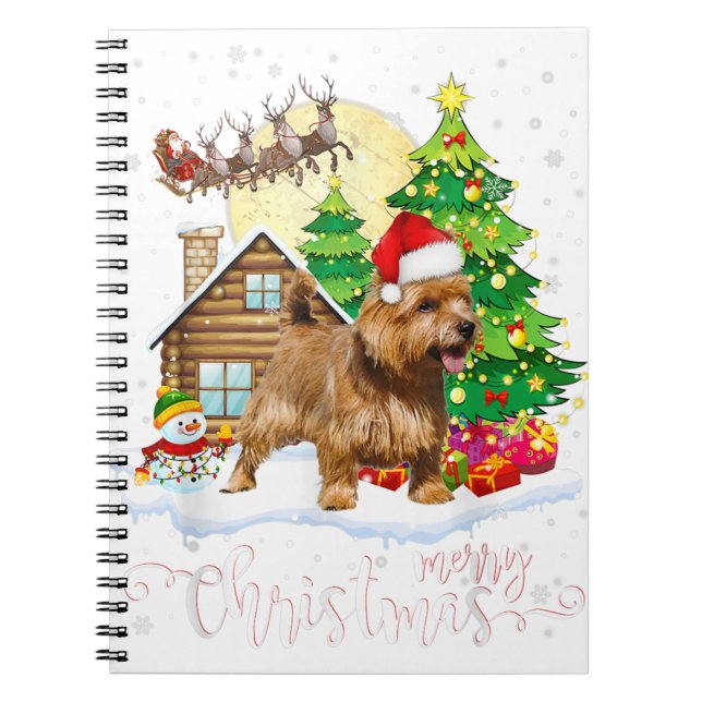 Caderno Espiral O presente de dama de cachorro de natal do Norfolk (Frente)