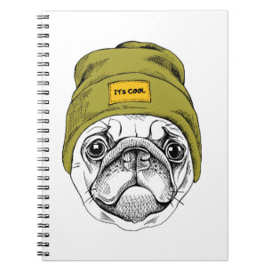 Caderno Espiral O Pug   do hipster é legal