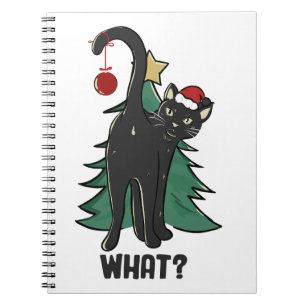 Caderno Espiral O quê? Design de Natal Black Cat Holiday