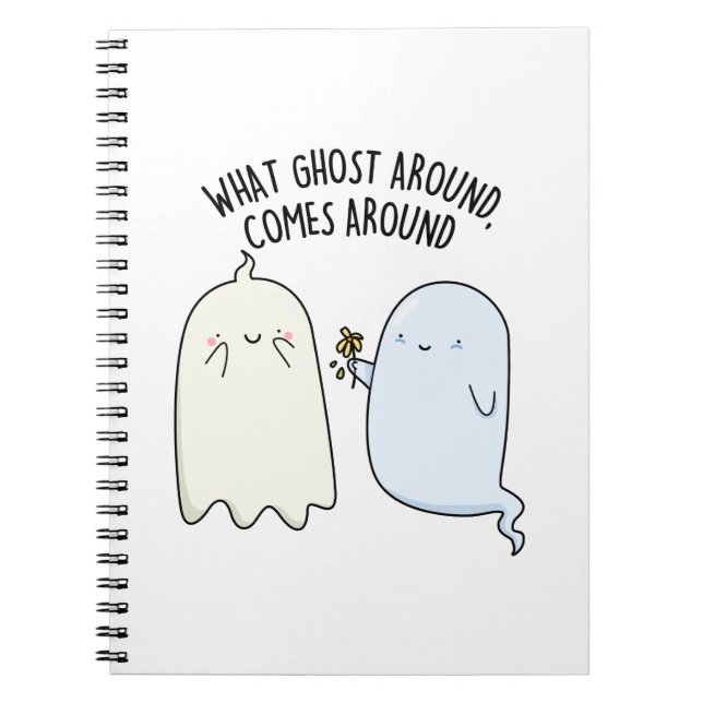 Caderno Espiral O que vem de fantasma volta no Halloween Pun (Frente)