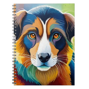 Caderno Espiral O retrato colorido e bonito de cachorro fecha