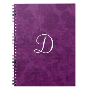 Caderno Espiral O roxo deixa o artigo do presente do monograma do