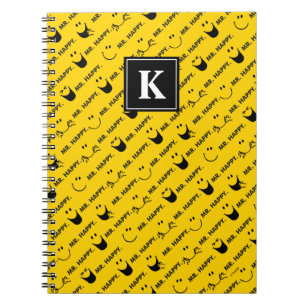 Caderno Espiral O Sr. Feliz todo sorri monograma do teste padrã