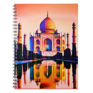 Caderno Espiral O Taj Mahal contra um céu sunset