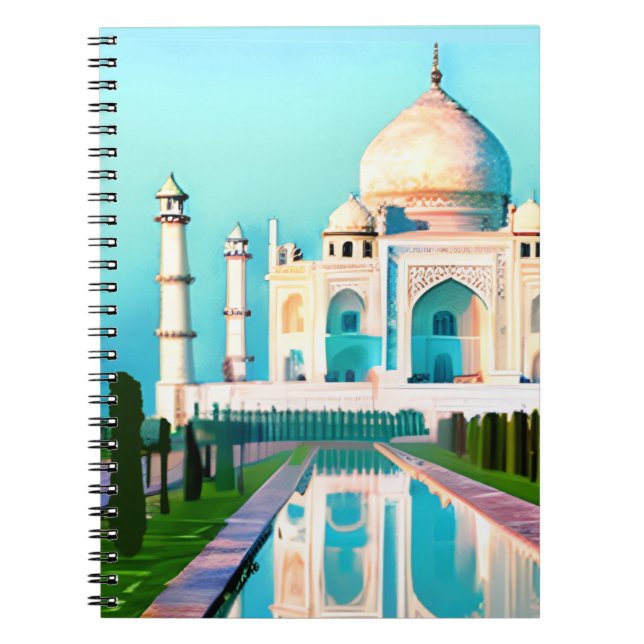 Caderno Espiral O Taj Mahal sob um céu amanhecer (Frente)