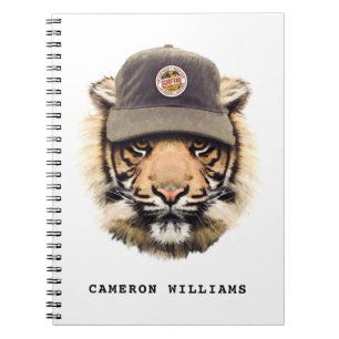 Caderno Espiral O tigre surfando adiciona seu nome