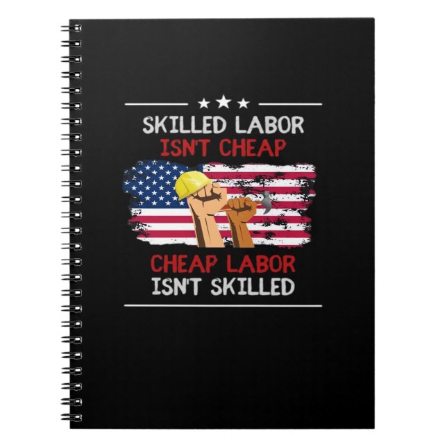 Caderno Espiral O trabalho qualificado não é barato bandeira ameri (Frente)