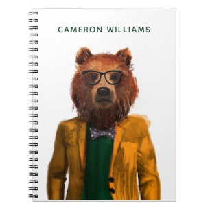 Caderno Espiral O urso vestido melhor adiciona seu nome