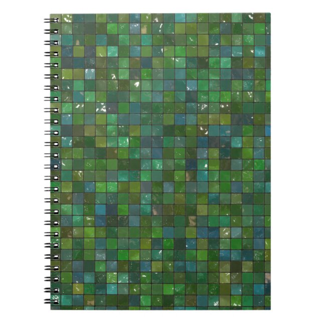 Caderno Espiral O vidro brilhante esmeralda verde telha o fundo da (Frente)