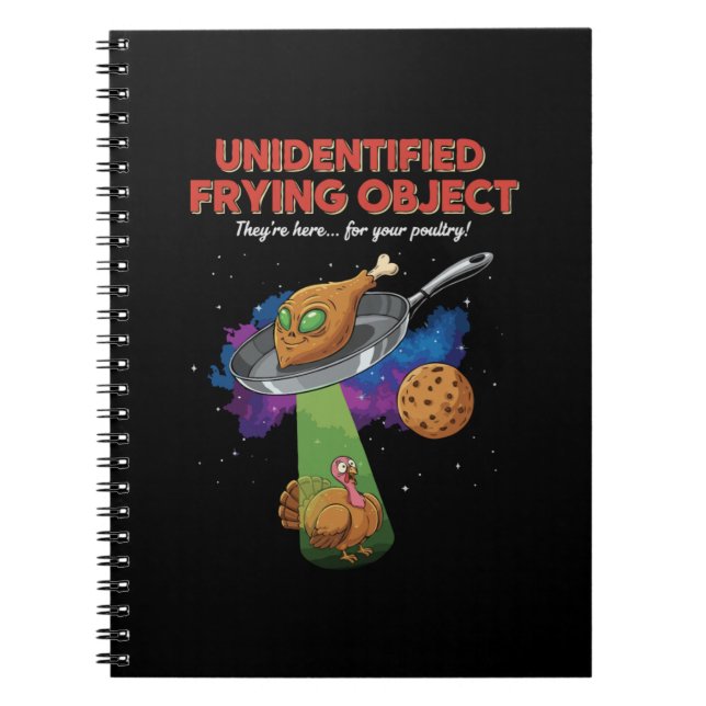 Caderno Espiral Objeto Frito Não Identificado Piada Alienígena UFO (Frente)