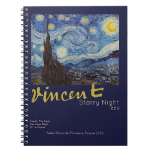 Caderno Espiral Obra-Prima Vintage Azul Noite Estrelada de Van Gog