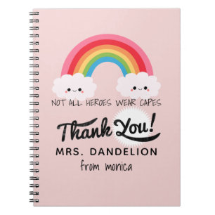 Caderno Espiral Obrigado de professor de arco-íris de cor d'água m