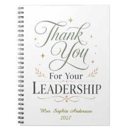 Caderno Espiral Obrigado Por Sua Liderança Nome Personalizado
