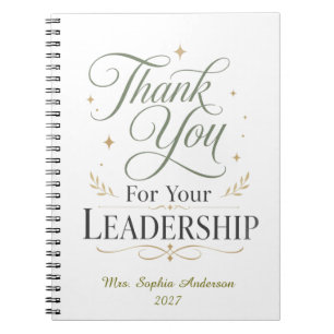 Caderno Espiral Obrigado Por Sua Liderança Nome Personalizado