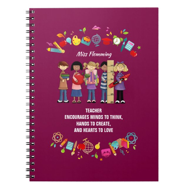 Caderno Espiral Obrigado, Professor. Presente de Nome Personalizad (Frente)