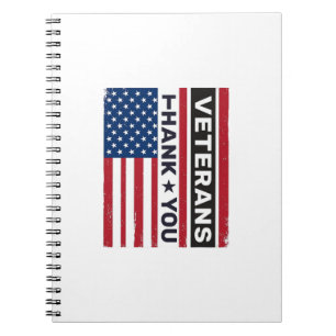 Caderno Espiral Obrigado Veteranos Desgastado Bandeira Vetor Desig
