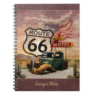 Caderno Espiral Obtenha suas Kicks na Rota 66 (personalizável)