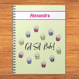 Caderno Espiral Obter o nome personalizado de cupcakes coloridos d