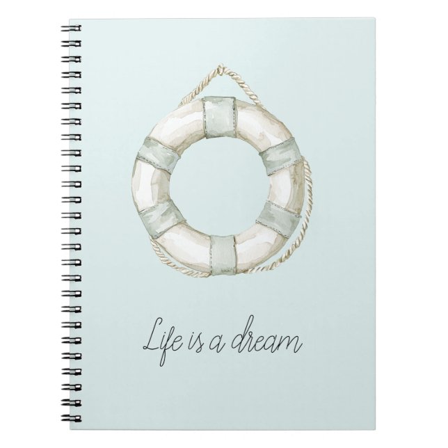 Caderno Espiral Ocean Sea Mint White Round Floating Device (Frente)