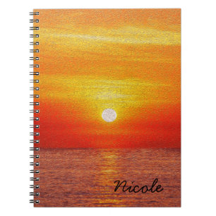 Caderno Espiral Ocean Sunset Summer Beach Waves personalizado