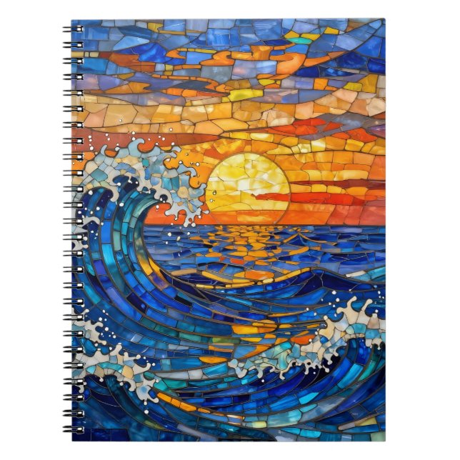 Caderno Espiral Oceanic Coastal Ocean Waves Sunset   (Frente)