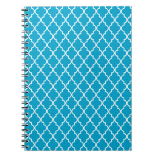 Caderno Espiral Oceano Havaiano - Trellis Azul E Branco Marroquino