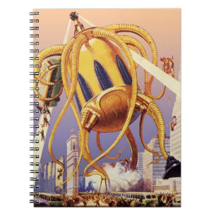 Caderno Espiral Octopus de invasão da Alienígena de ficção científ
