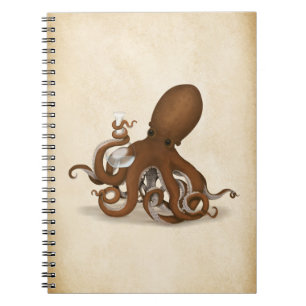 Caderno Espiral Octopus Holding Chemistry Flask Steampunk Science