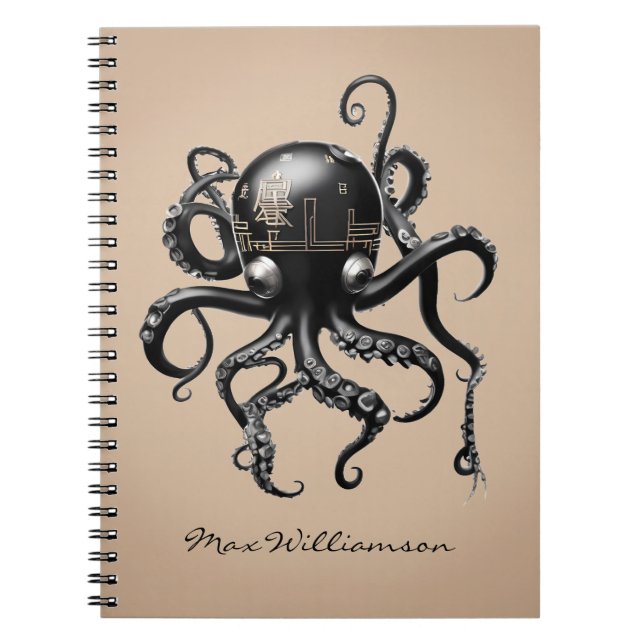 Caderno Espiral Octopus Japonês Gráfico Personalizado (Frente)