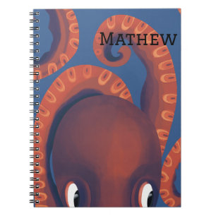 Caderno Espiral Octopus Laranja De Pequim Bonito Personalizado