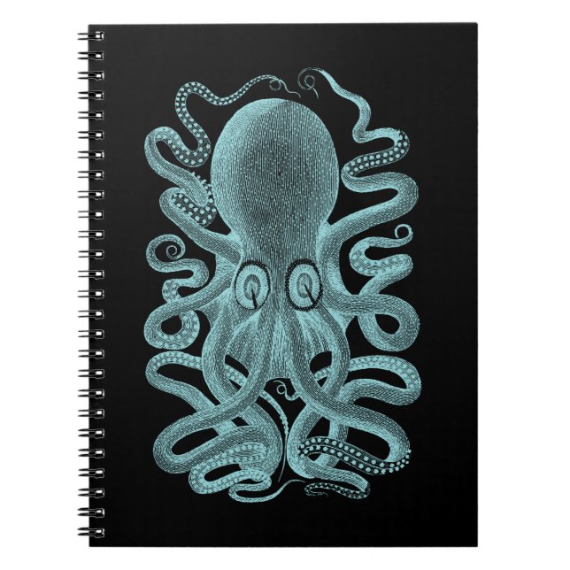 Caderno Espiral Octopus Marítimo Da Vintagem Náutica (Frente)