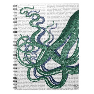 Caderno Espiral Octopus Tentáculos Verde e Azul