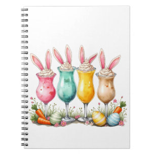 Caderno Espiral Óculos de latas de páscoa com ouvidos coelhos