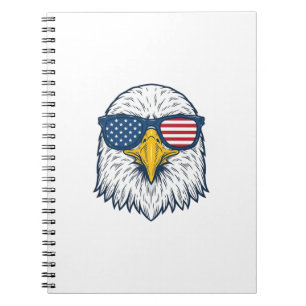 Caderno Espiral Óculos de Sol Águia Patriótica Design Vetorial Vin