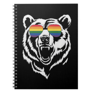 Caderno Espiral Óculos de sol arco-íris LGBTQ Bear Gay Bandeira do