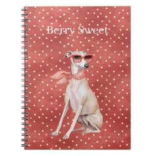Caderno Espiral Óculos de Sol Cachorro Legal Doce Frutas Pontos Ve