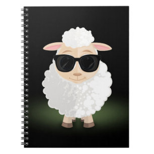Caderno Espiral Óculos de Sol Cool Sheep Neon Verde Estética Carto