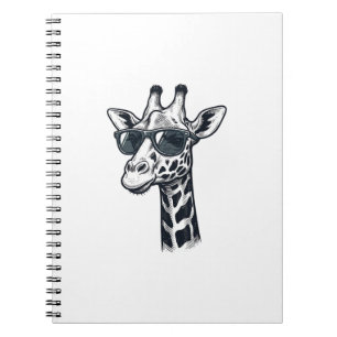 Caderno Espiral Óculos de sol de girafa legais Camiseta com gravaç