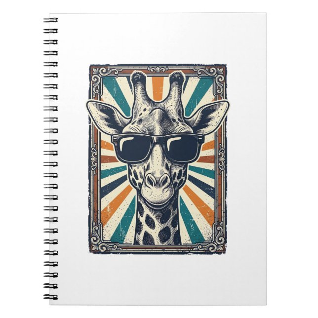 Caderno Espiral Óculos de Sol Girafa Vintage (Frente)