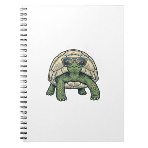 Caderno Espiral Óculos de Sol Legais Tartaruga Design Vetorial Vin