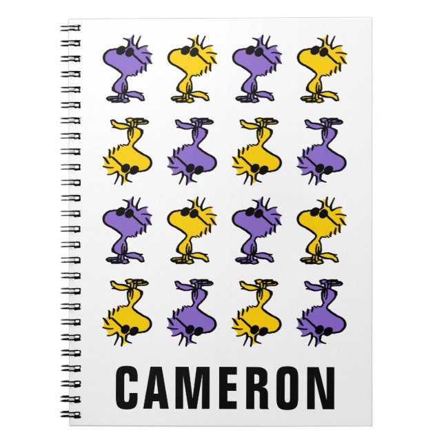 Caderno Espiral Óculos de sol Legal de madeira | Adicione seu nome (Frente)